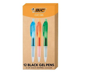 BIC RNCX11-BLK Intensity Clic Black Gel Pens, Medium Point (0.7mm), Retractable Gel Pens With Comfortable Grip,12 Pens per Box - 18 Boxes