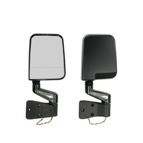 Rugged Ridge 11015.02 Door Mirror Kit, LED Signal, Dual Focus, Black; 87-02 Jeep Wrangler