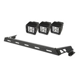 Rugged Ridge 11232.11 Hood Light Bar Kit, Textured Black, 3 Square LEDs; 07-16 Jeep Wrangler