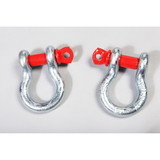Rugged Ridge 11235.01 D-Ring Shackles, 3/4-Inch, Silver with Red pin, Steel, Pair