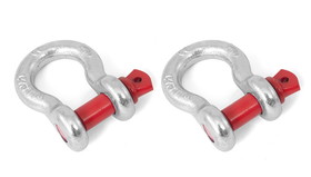 Rugged Ridge 11235.02 D-Ring Shackles, 5/8-Inch, Silver with Red pin, Steel, Pair