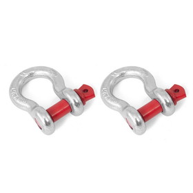 Rugged Ridge 11235.03 D-Ring Shackles, 7/8-Inch, Silver with Red pin, Steel, Pair