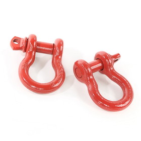 Rugged Ridge 11235.08 D-Ring Shackles, 3/4-Inch, Red, Steel, Pair