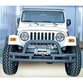 Rugged Ridge 11561.03 Double Tube Front Winch Bumper with Hoop, 3 Inch; 76-06 Jeep Models
