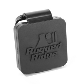 Rugged Ridge 11580.26 2 Inch Receiver Hitch Plug, Black, Rugged Ridge Logo