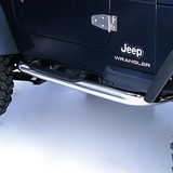 Rugged Ridge 11593.04 Round Tube Side Steps, 3 Inch, Stainless Steel; 97-06 Jeep Wrangler TJ