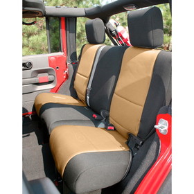 Rugged Ridge 13265.04 Neoprene Rear Seat Cover, Black and Tan; 07-16 Jeep Wrangler JK