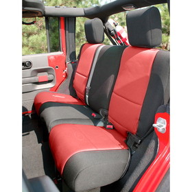 Rugged Ridge 13265.53 Neoprene Rear Seat Cover, Black/Red; 07-16 Jeep Wrangler JK