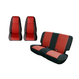 Rugged Ridge 13290.53 Seat Cover Kit, Black/Red; 80-90 Jeep CJ/Wrangler YJ