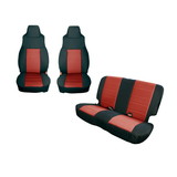 Rugged Ridge 13292.53 Seat Cover Kit, Black/Red; 97-02 Jeep Wrangler TJ