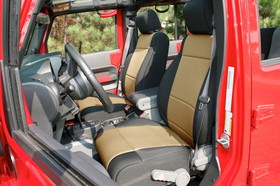 Rugged Ridge 13296.04 Seat Cover Kit, Black/Tan; 11-18 Jeep Wrangler JK, 2 Door