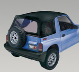 Rugged Ridge 53722.15 XHD Soft Top, Black Denim, Clear Windows; 88-94 Suzuki Sidekicks