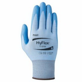 HyFlex 11-518-8 HyFlex&#174; 11-518 Polyurethane Palm Coated Gloves, Size 8, Blue/Gray