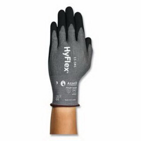 HyFlex 11581-0100 11-581 Light-Duty Nitrile Palm-Coated Gloves, Gray With Black Coating