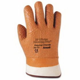 Ansell 104723 Vinyl Gloves, Raised Finish, 10, Orange