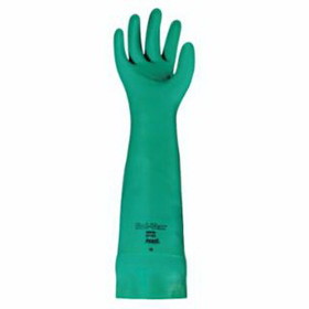 Ansell 102946 Alphatec Solvex Nitrile Gloves, Gauntlet Cuff, Unlined, Size 10, Green, 22 Mil