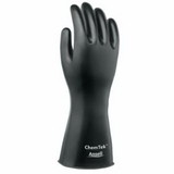 Ansell 38-514-8 AlphaTec Butyl Gloves, Rough, Size 8, Black