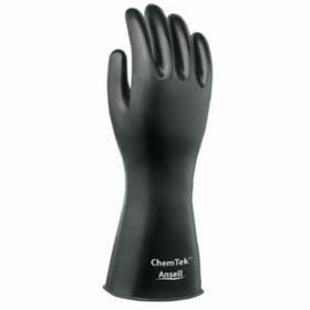 Ansell 38-514-8 AlphaTec Butyl Gloves, Rough, Size 8, Black