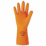 Ansell 87-208-10 Heavyweight Natural Rubber Latex Gloves, Citrus Orange