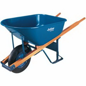Jackson Professional Tools M6T22 Jackson Steel Contractors Wheelbarrows, 6 Cu Ft, Pneumatic, Oilube Bearing, Blue