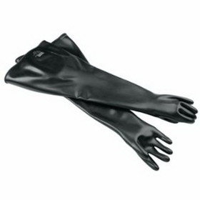 North/Honeywell 068-8N3032/9Q Neoprene Glovebox Gauntlet Gloves, Black, Smooth, 9 3/4