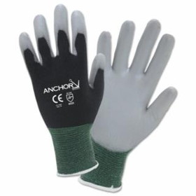 Anchor Brand  PU Palm Coated Gloves, Black/Gray