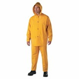 Anchor Brand  3-pc Rainsuit, Jacket/Hood/Overalls, 0.35 mm, PVC Over Polyester, Yellow
