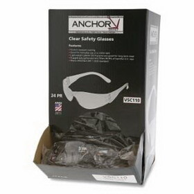 Anchor Brand VSC110 Clear Frameless Safety Glasses, Dispenser Box