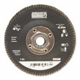 ANCHOR BRAND 40379 Abrasive High Density Flap Discs, 4 1/2 in Dia, 80 Grit, 5/8-11 Arbor, Type 27