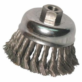 Anchor Brand 93992 Knot Wire Cup Brush, 3-1/2 in Dia, 5/8 in-11 Arbor, 0.02 in Carbon Steel