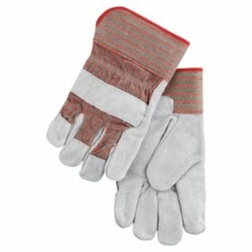 Mcr Safety  Industrial Standard Shoulder Split Gloves, Leather, Red and Gray Fabric
