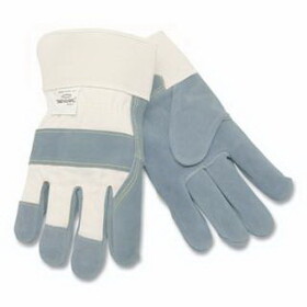 MCR Safety 1500KM Select Shoulder Split Cow Gloves, Gray/White Fabric