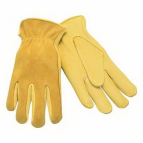 Mcr Safety 3505L Drivers Gloves, Large, Leather, Gold Color