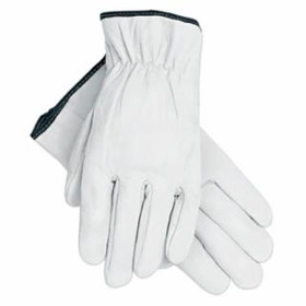 Mcr Safety  Premium-Grade Leather Driving Gloves, Goatskin, Unlined, Straight Thumb, White