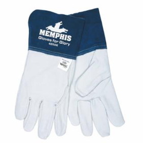 Mcr Safety  Gloves for Glory, Grain Goatskin/Cowhide, White/Blue