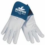 Mcr Safety  Gloves for Glory® Premium Top Grain Goatskin Leather Welding Work Gloves, Blue/White, Gauntlet Cuff