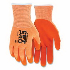 MCR Safety 92730HVL Cut Pro&#174; 13 Gauge Hypermax&#153; Cut, Abrasion and Puncture Resistant Work Gloves, Sandy Nitrile Foam, Large, HV Orange