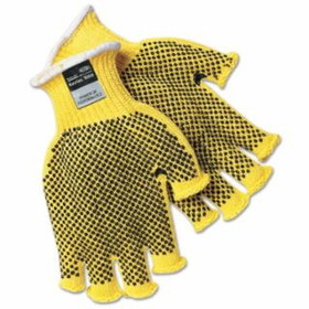 Mcr Safety  PVC Dotted Kevlar String Knit Gloves, Knit-Wrist, Yellow, Dots 2 Side
