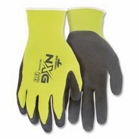 MCR Safety 96731HVS Nxg Hi-Vis Coated Palm Work Glove, Small, Hi-Vis Lime