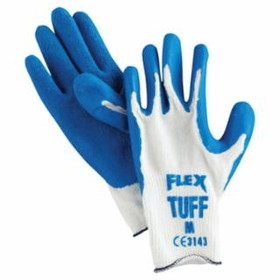 Mcr Safety  Flex Tuff Latex Dipped Gloves, Blue/White