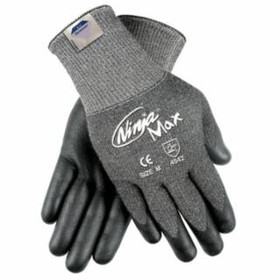 Mcr Safety  Ninja&#174; Max Bi-Polymer Coated Palm Gloves, Black/Gray