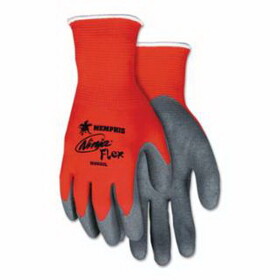 MCR Safety N9680XL Ninja&#174; Flex Palm/Fingertip Latex-Coated Work Gloves, X-Large, Gray/Red