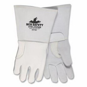 MCR Safety 49750M Elkskin Welding Gloves, Medium, Pearl Gray, 5 in Gauntlet Cuff, Foam Lined Back