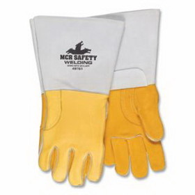 MCR Safety 49751M Elkskin Welding Gloves, Medium, Pearl Gray, 5 in Gauntlet Cuff, Foam Lined Back