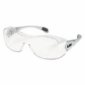 MCR Safety OG110AF Law&#174; OTG Protective Eyewear, Clear Lens, Polycarbonate, Anti-Fog, Silver Frame