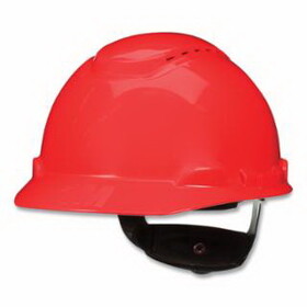 3M H-705SFV-UV SecureFit&#153; Pressure Diffusion Ratchet Suspension w/UVicator Hard Hats and Caps, Cap, Vented, Red