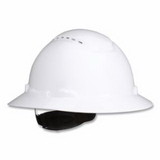 3M H-801SFV-UV SecureFit™ Pressure Diffusion Ratchet Suspension w/UVicator Hard Hat and Cap, Full Brim, Hard Hat, Vented, White