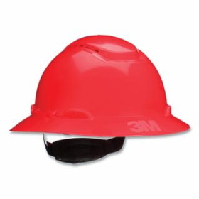 3M H-805SFV-UV SecureFit&#153; Pressure Diffusion Ratchet Suspension w/UVicator Hard Hats and Caps, Full Brim, Vented, Red