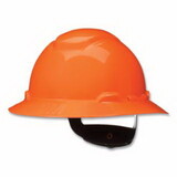 3M H-806SFR-UV SecureFit™ Pressure Diffusion Ratchet Suspension w/UVicator Hard Hats and Caps, Full Brim, Orange
