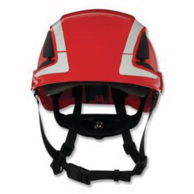 3M 142-X5005VX-ANSI Securefit Safety Helmet, Vented, W/Reflective Tape, Red